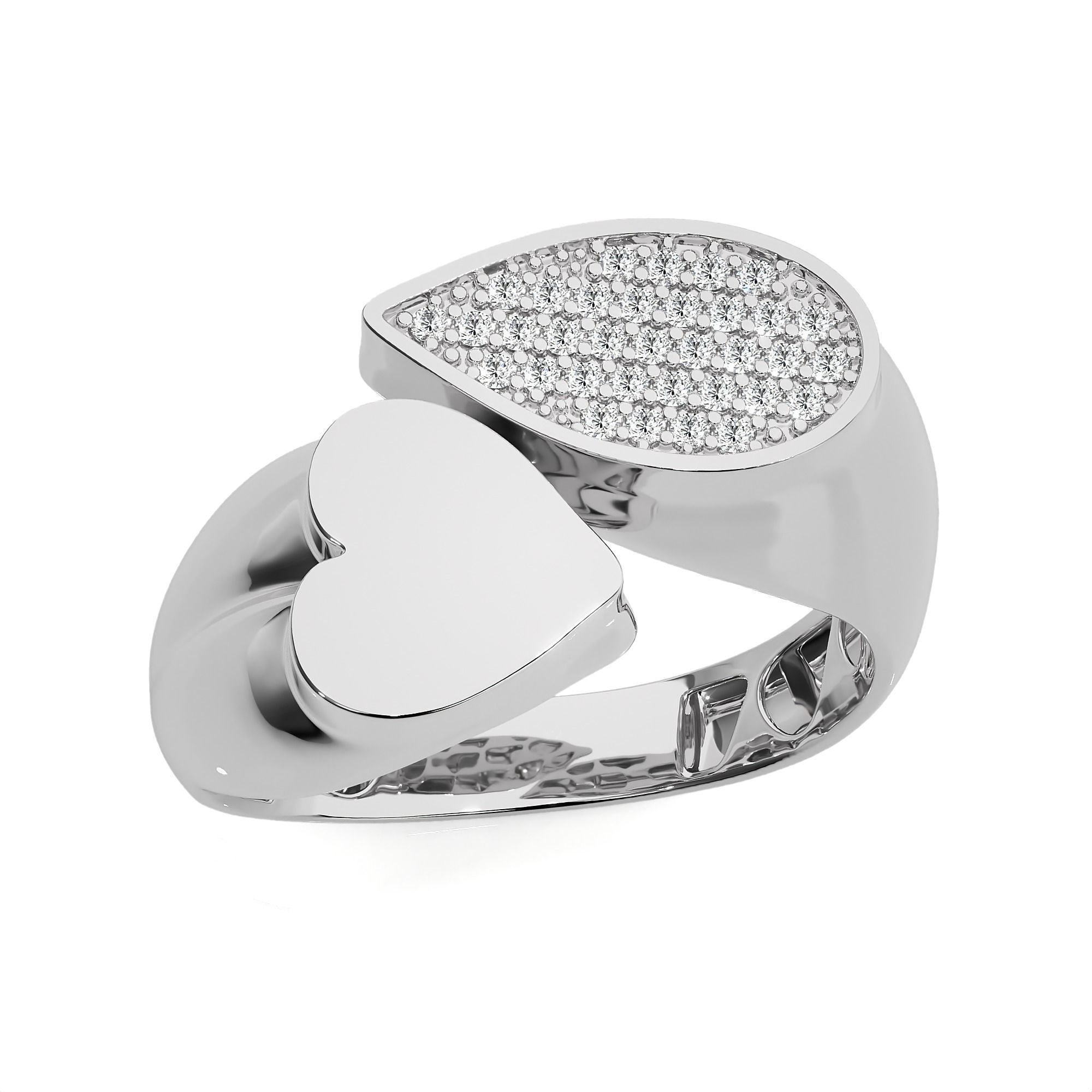 Heart Dual Head Italian Diamond Ring 3D print model_8