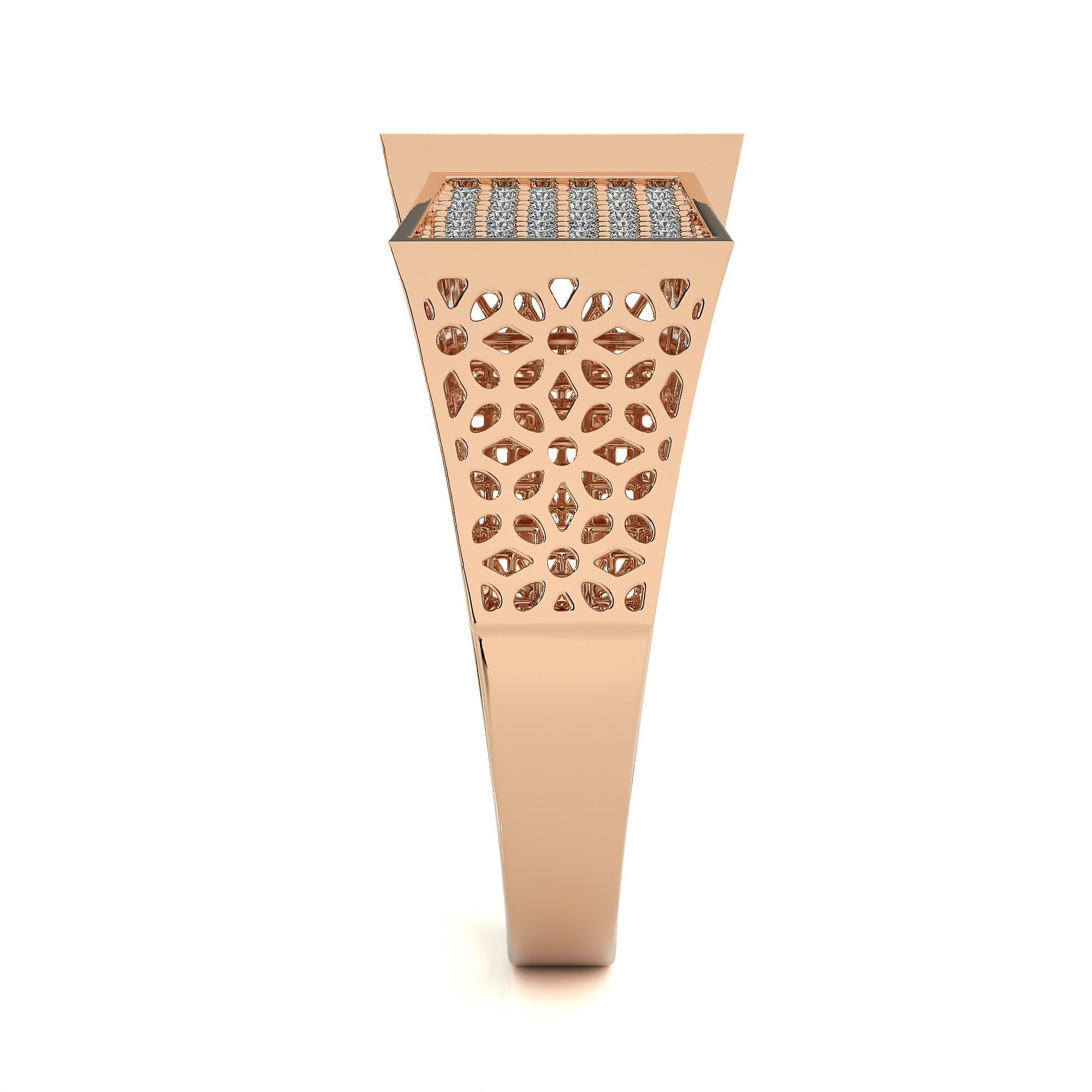 Square Mesh Dual Head Italian Diamond Ring 3D print model_7