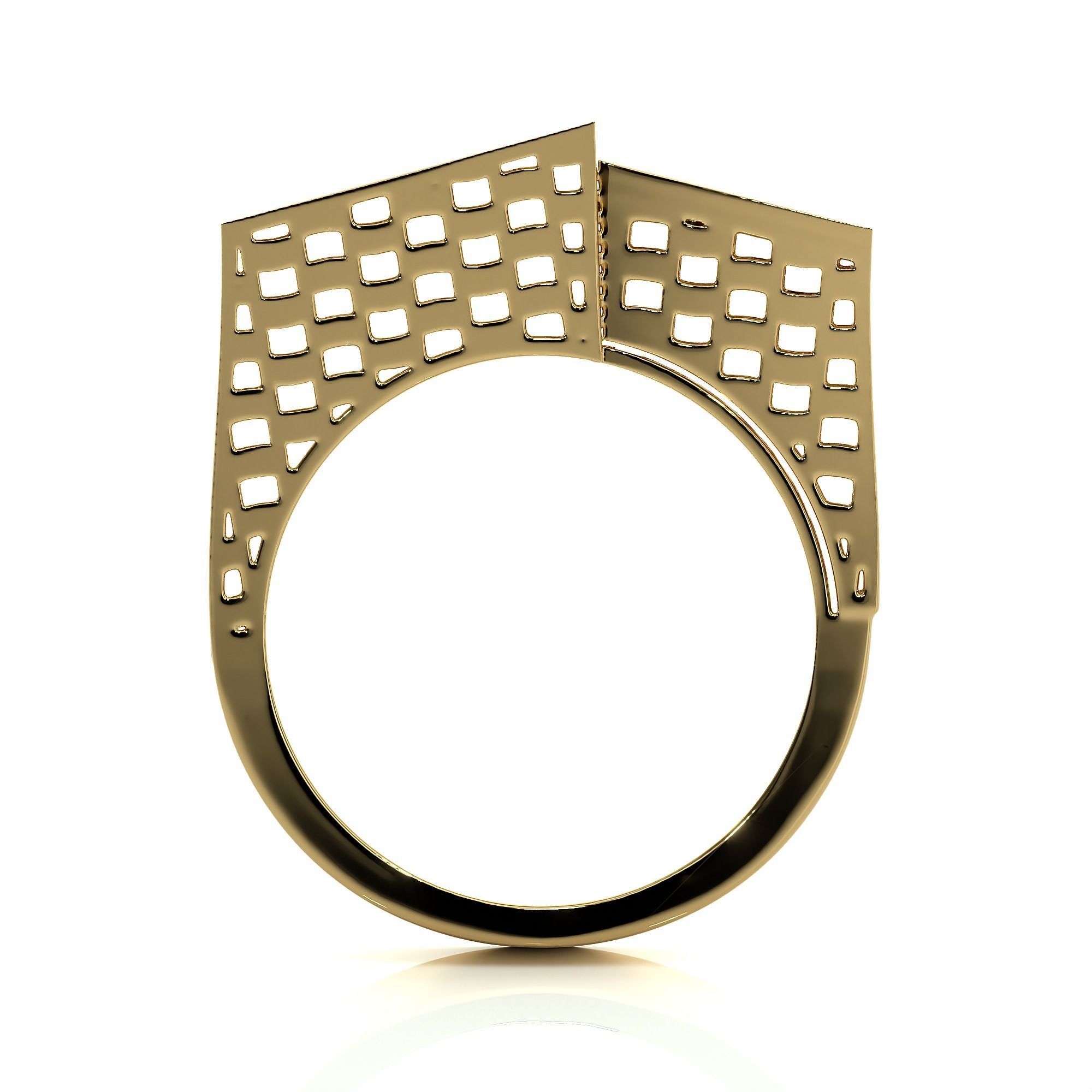Square Mesh Dual Head Italian Diamond Ring 3D print model_12