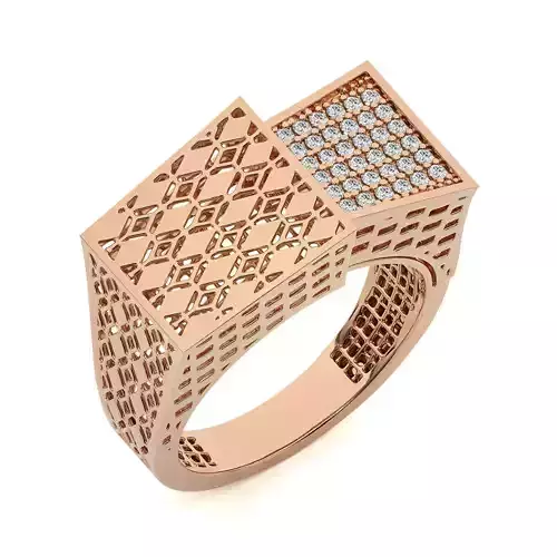 Square Mesh Dual Head Italian Diamond Ring