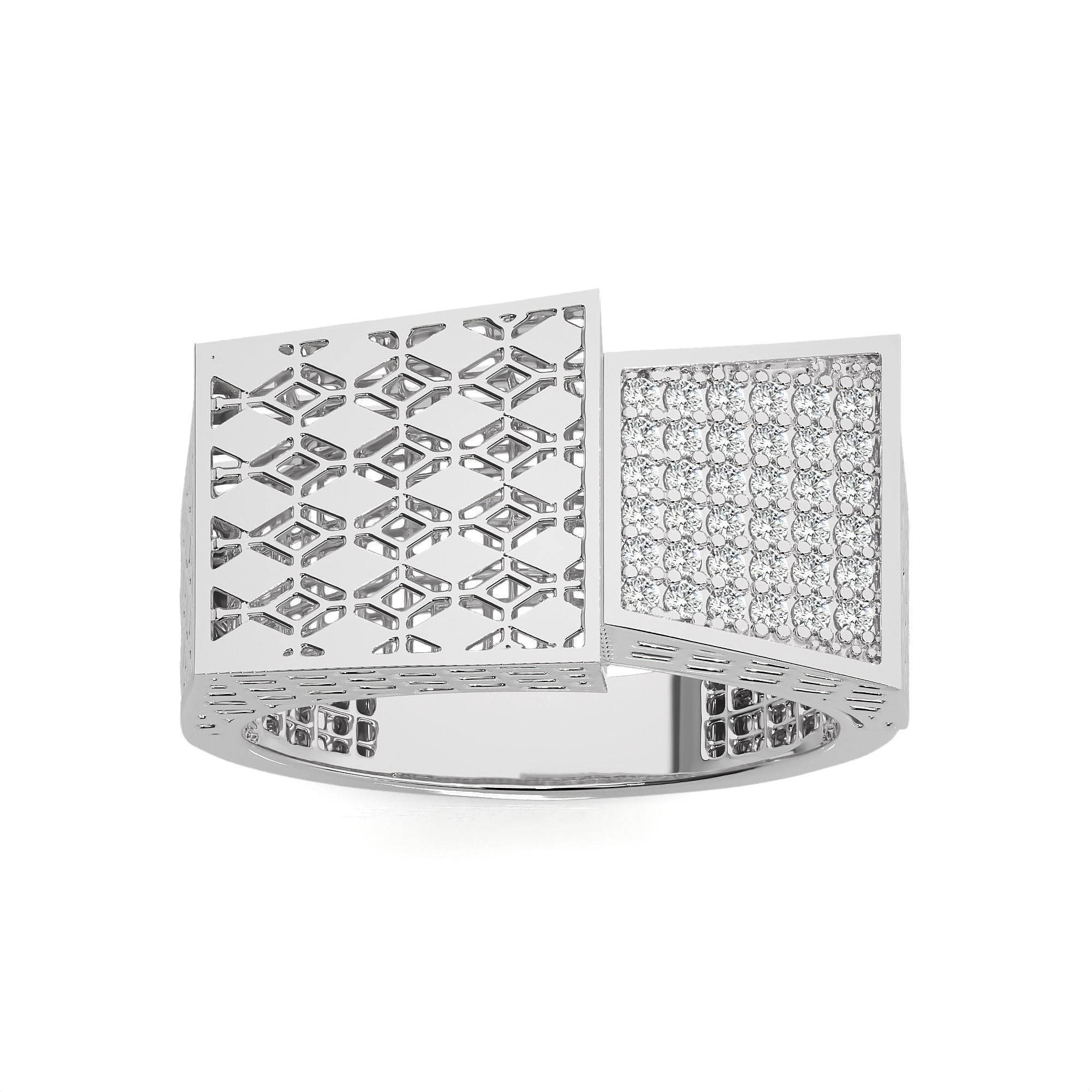 Square Mesh Dual Head Italian Diamond Ring 3D print model_8
