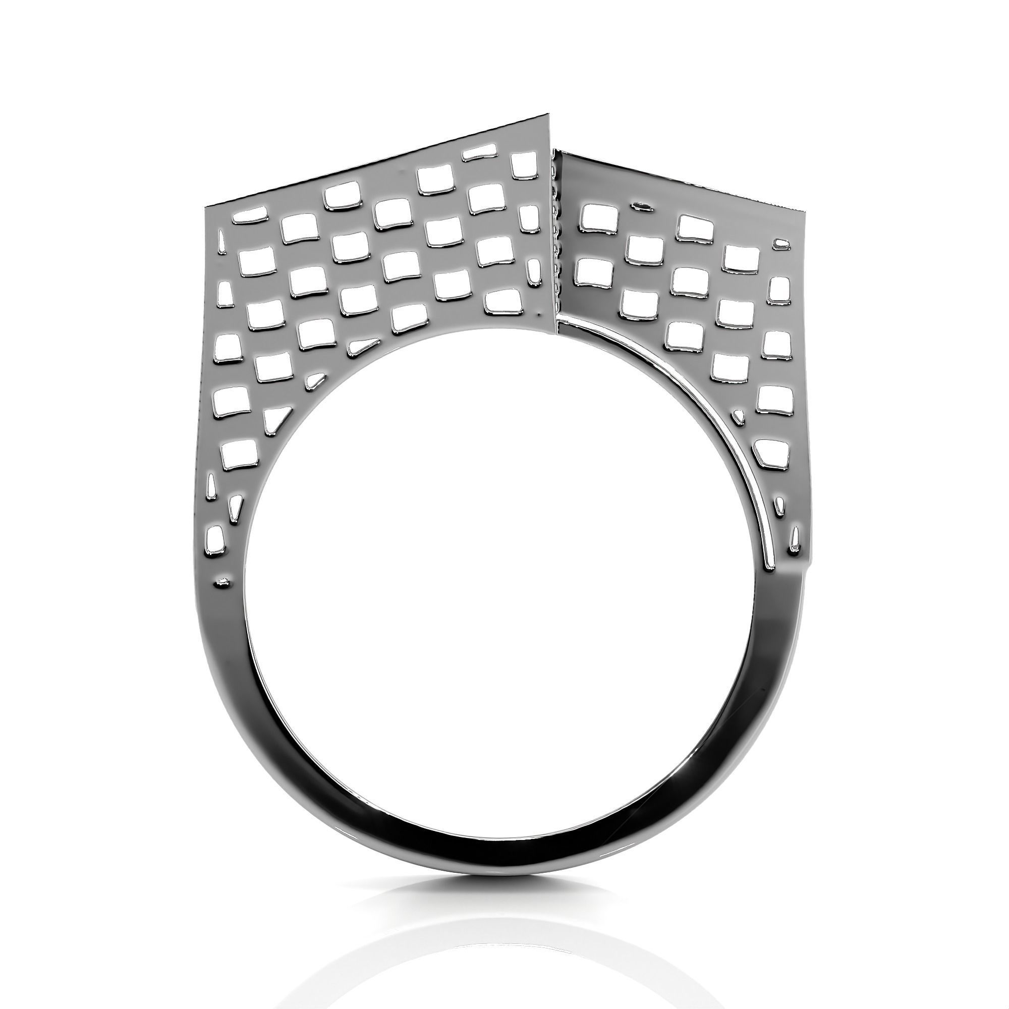 Square Mesh Dual Head Italian Diamond Ring 3D print model_9
