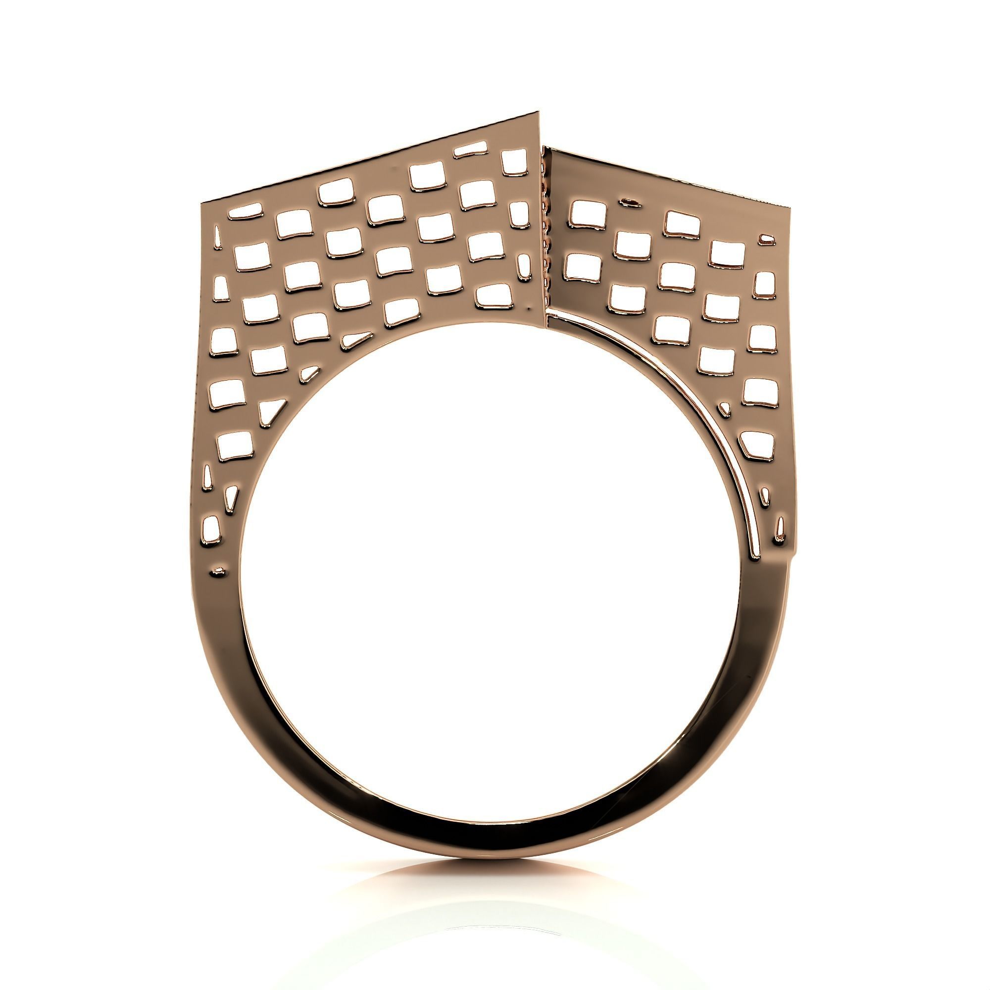 Square Mesh Dual Head Italian Diamond Ring 3D print model_6