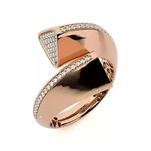 Triangular Dual Head Italian Diamond Ring 3D print model