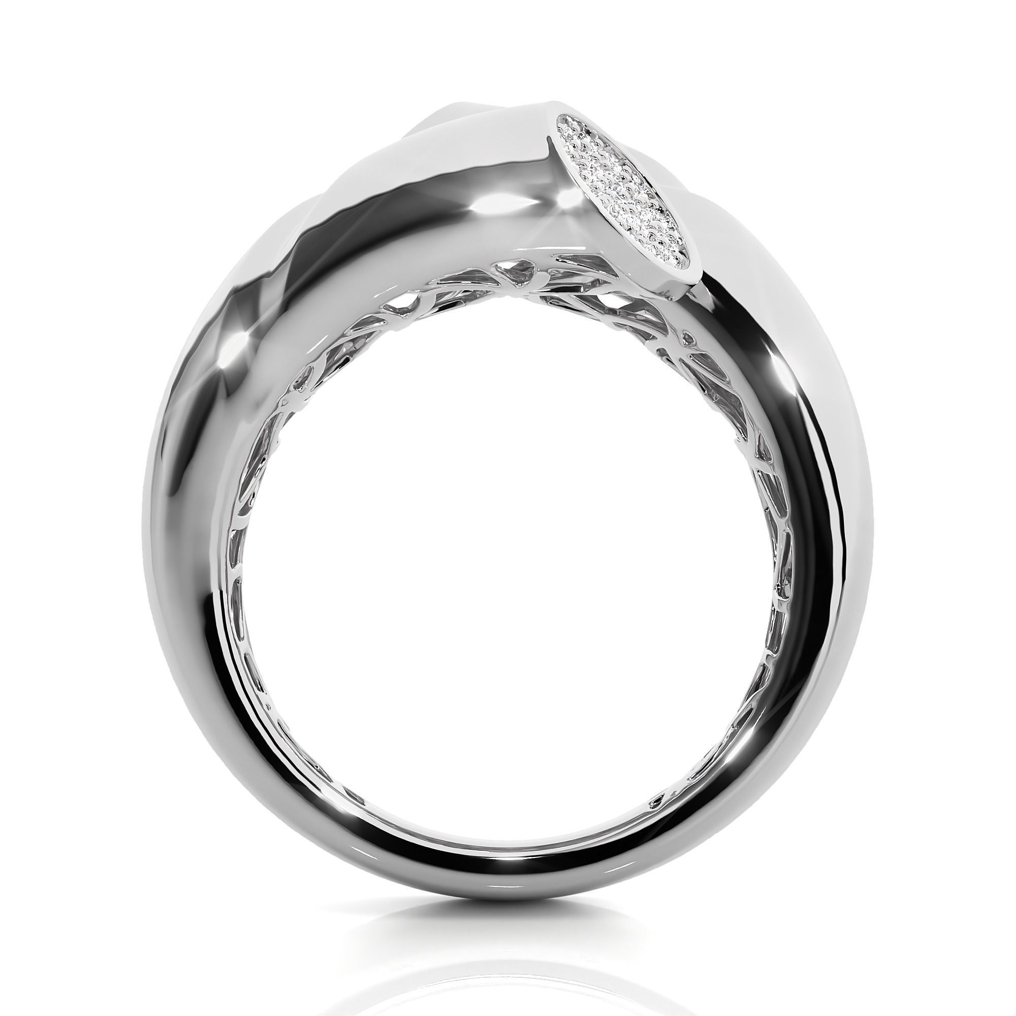 Circle Wire Dual Head Italian Diamond Ring 3D print model_9