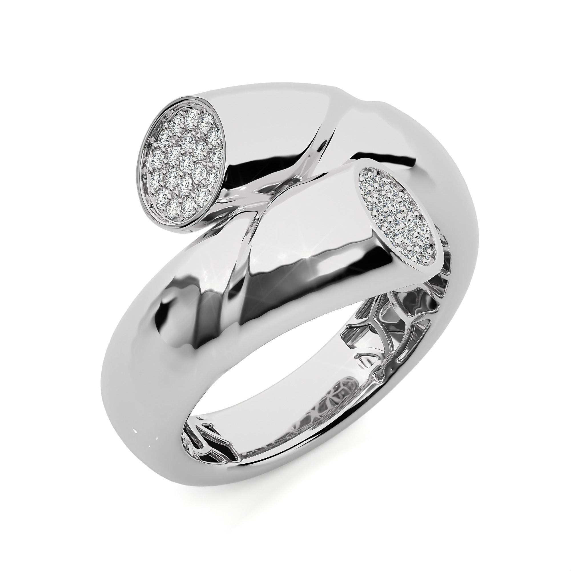 Circle Wire Dual Head Italian Diamond Ring 3D print model_2