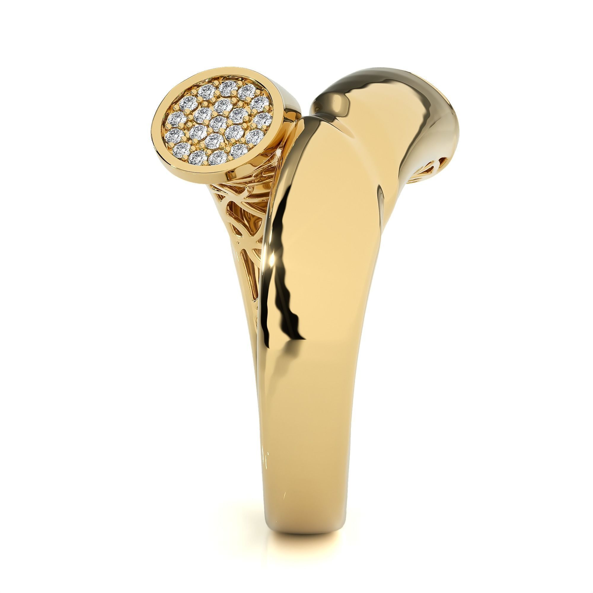 Circle Wire Dual Head Italian Diamond Ring 3D print model_13