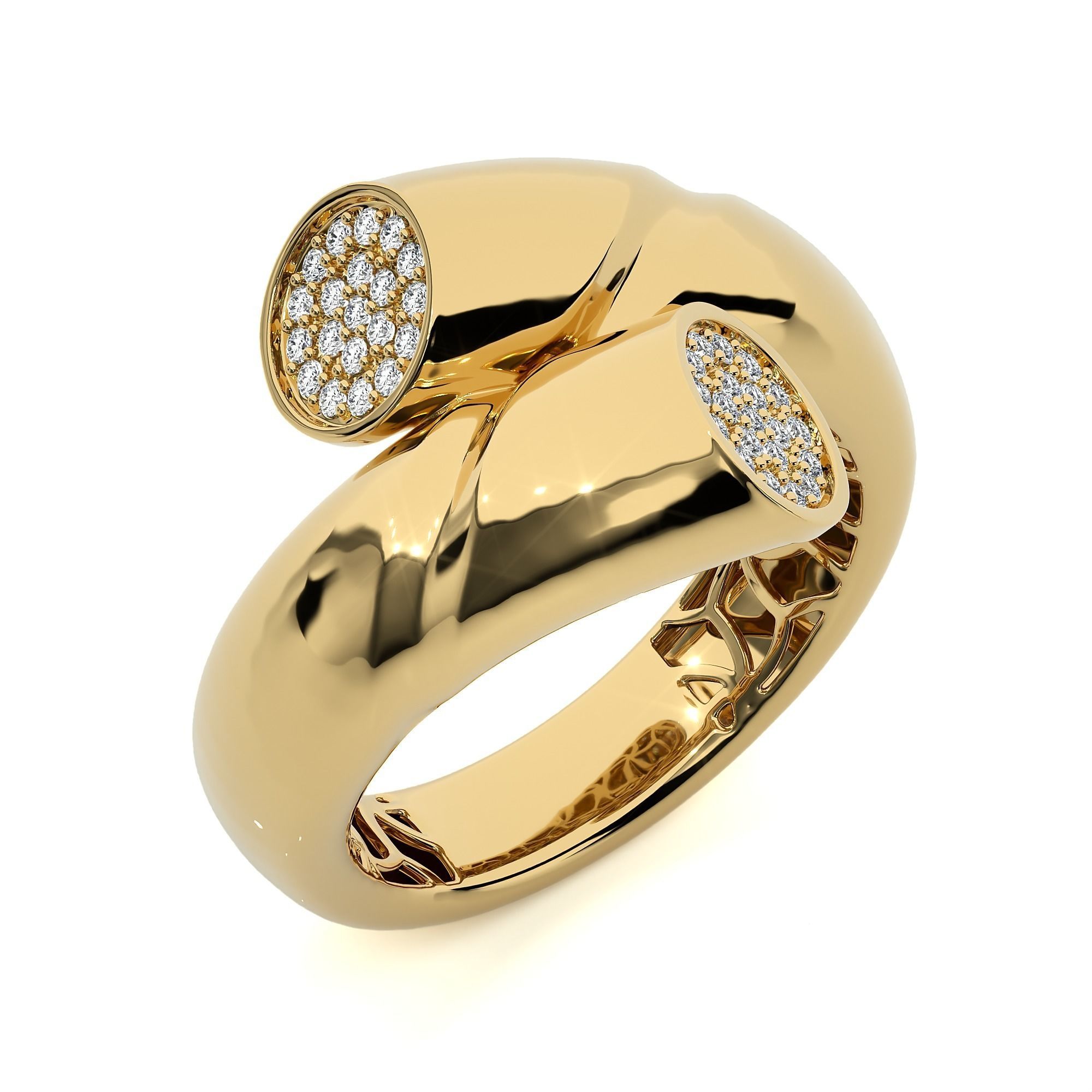 Circle Wire Dual Head Italian Diamond Ring 3D print model_1