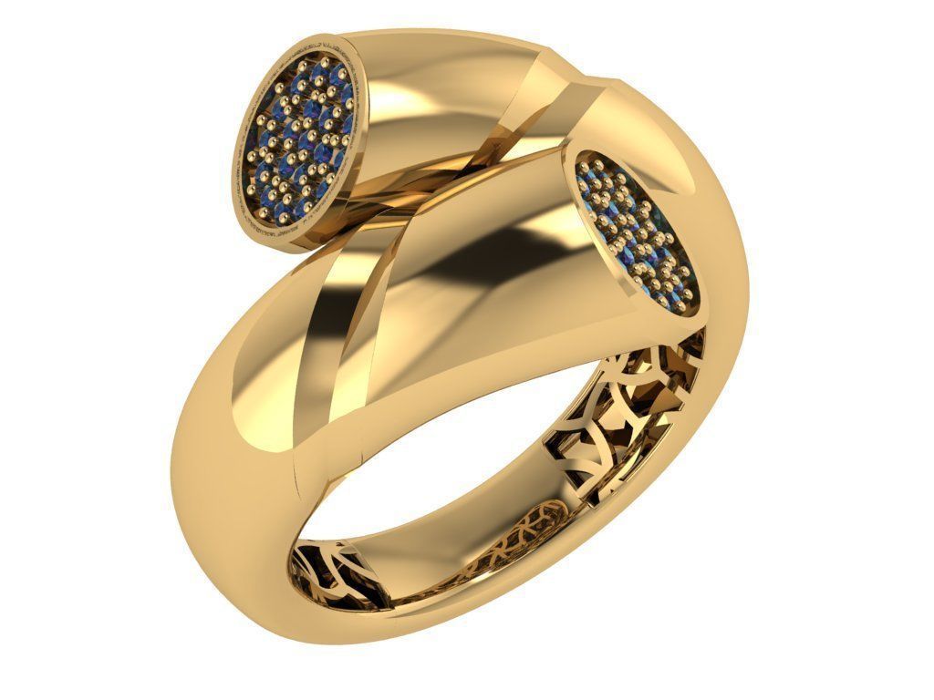 Circle Wire Dual Head Italian Diamond Ring 3D print model_4