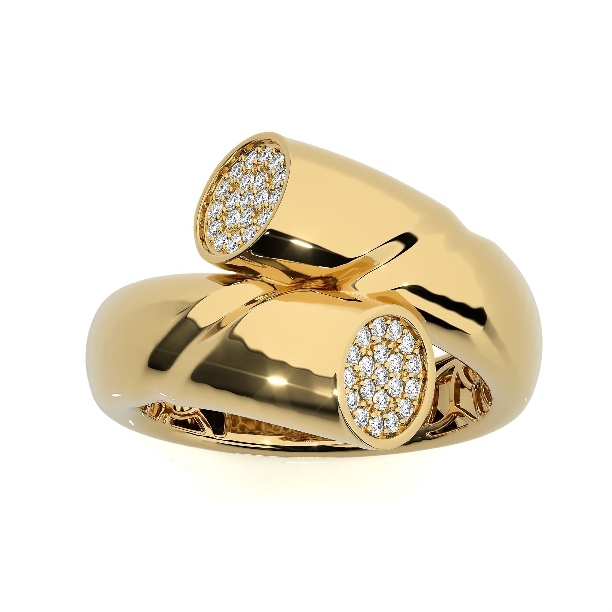 Circle Wire Dual Head Italian Diamond Ring 3D print model_11