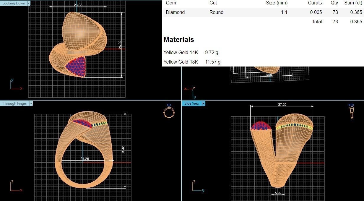 Dual Head Italian Diamond Ring 3D print model_3