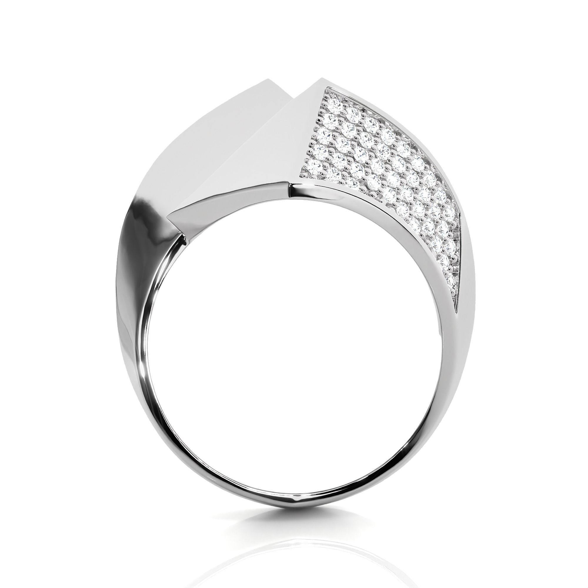 Twisted Loop Dual Head Italian Diamond Ring 3D print model_9