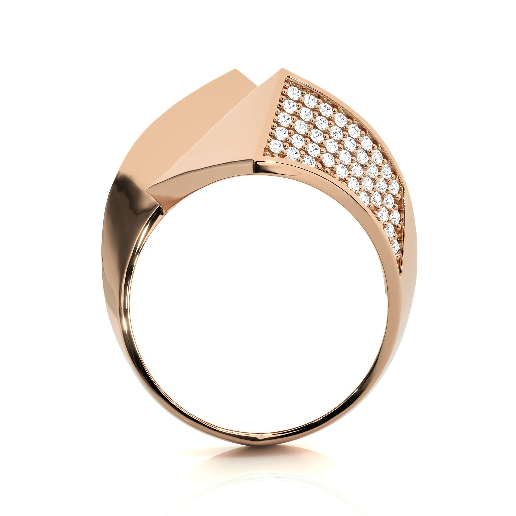 Twisted Loop Dual Head Italian Diamond Ring 3D print model_6