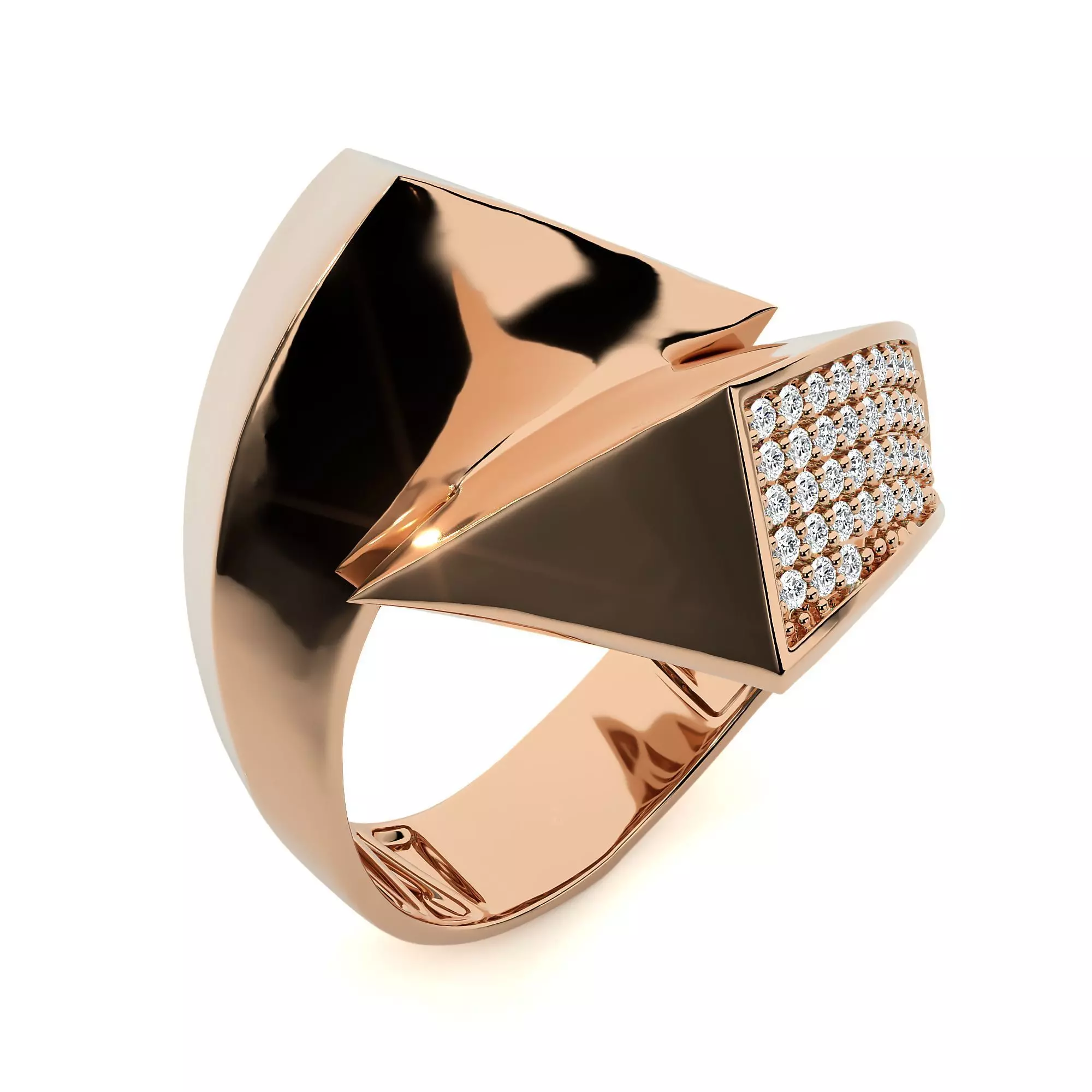 Twisted Loop Dual Head Italian Diamond Ring 3D print model_0