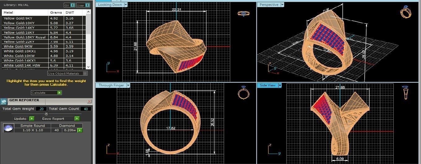 Twisted Loop Dual Head Italian Diamond Ring 3D print model_3