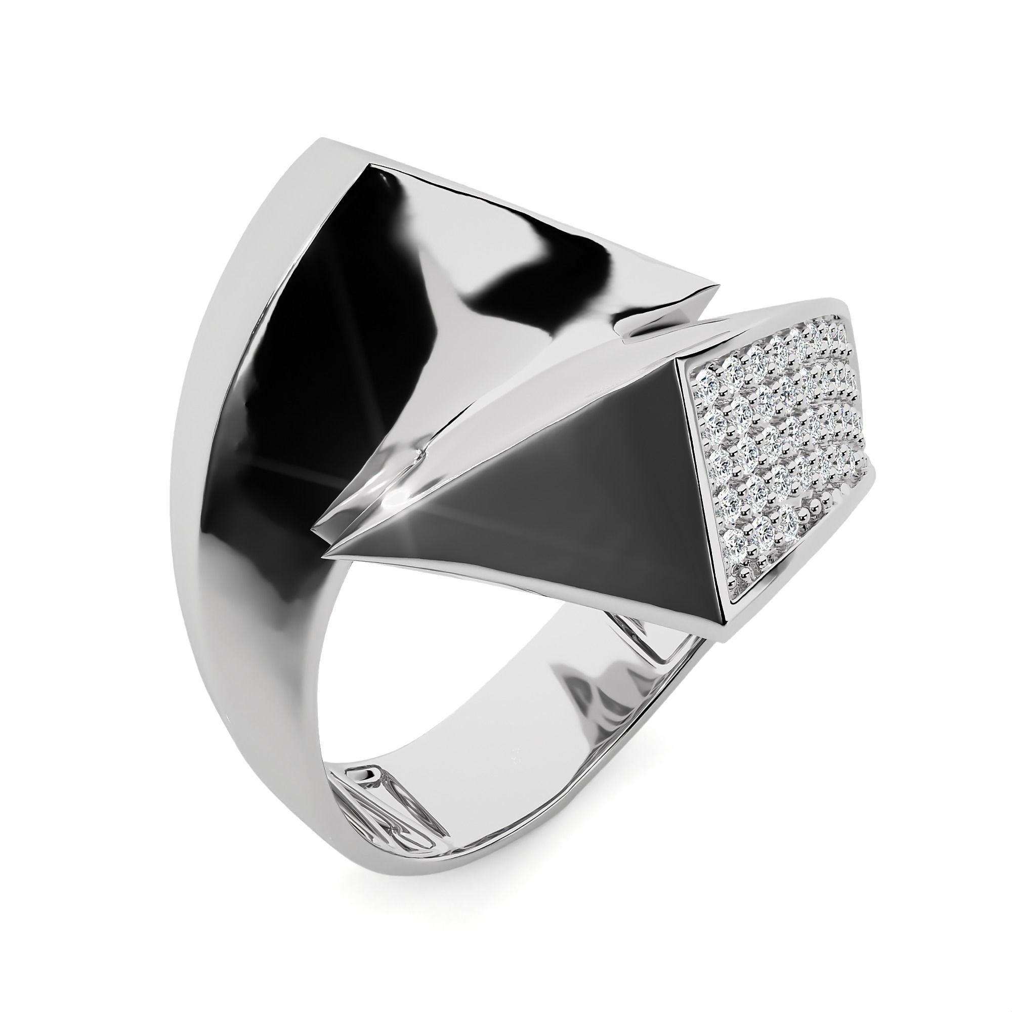 Twisted Loop Dual Head Italian Diamond Ring 3D print model_2