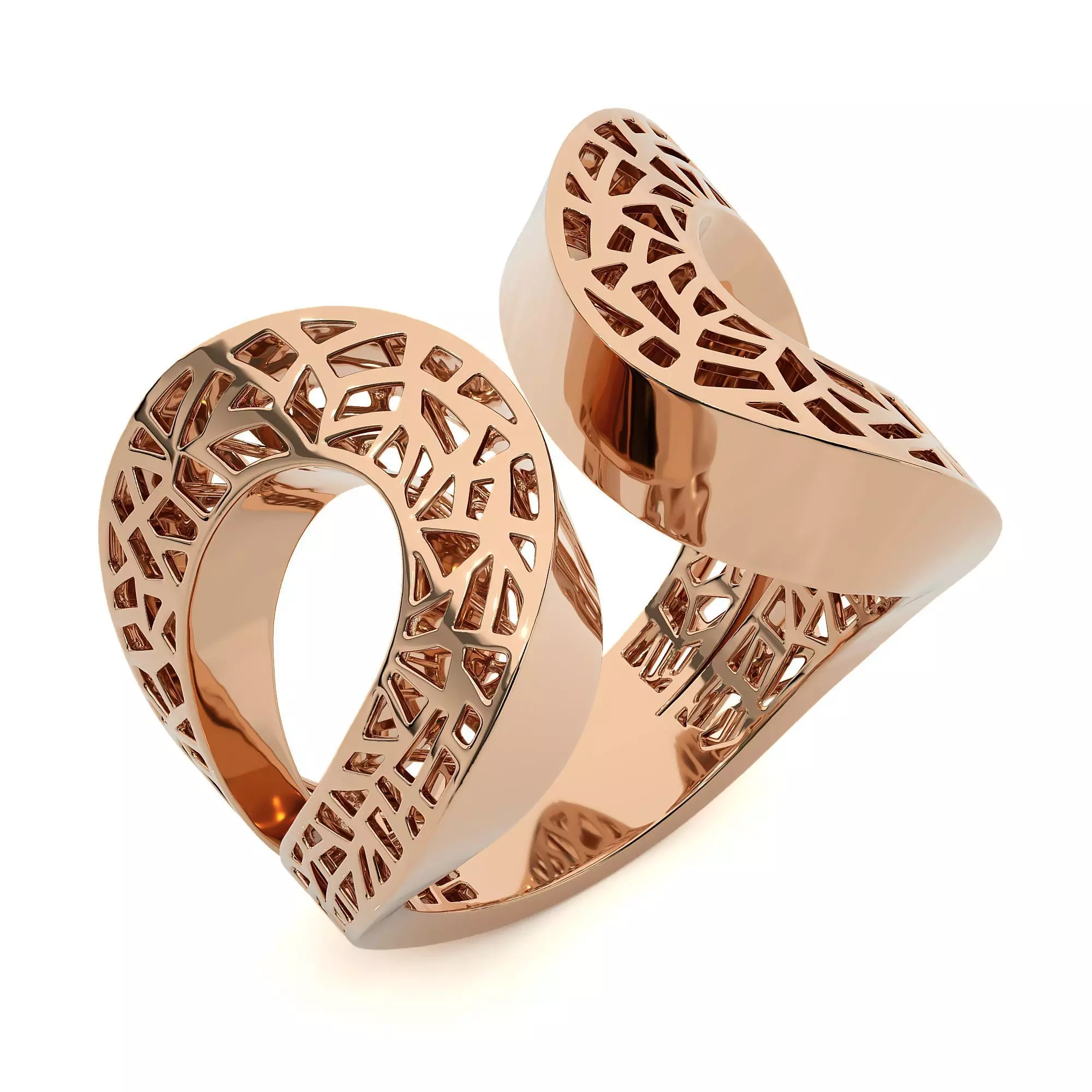 Dual Wire Mesh Head Italian Diamond Ring 3D print model