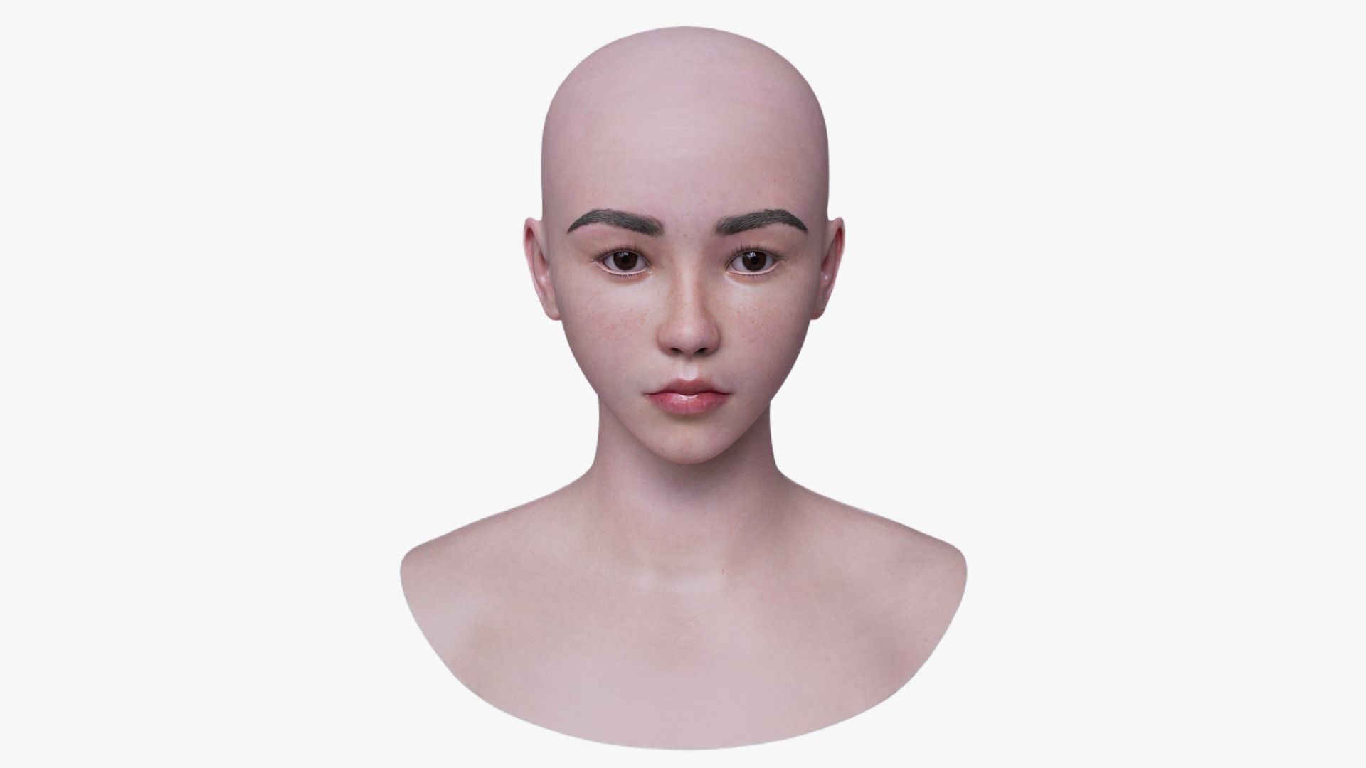 Asian Female Head Mesh Metahuman Unreal Topology Asian Girl v2 3D model_6