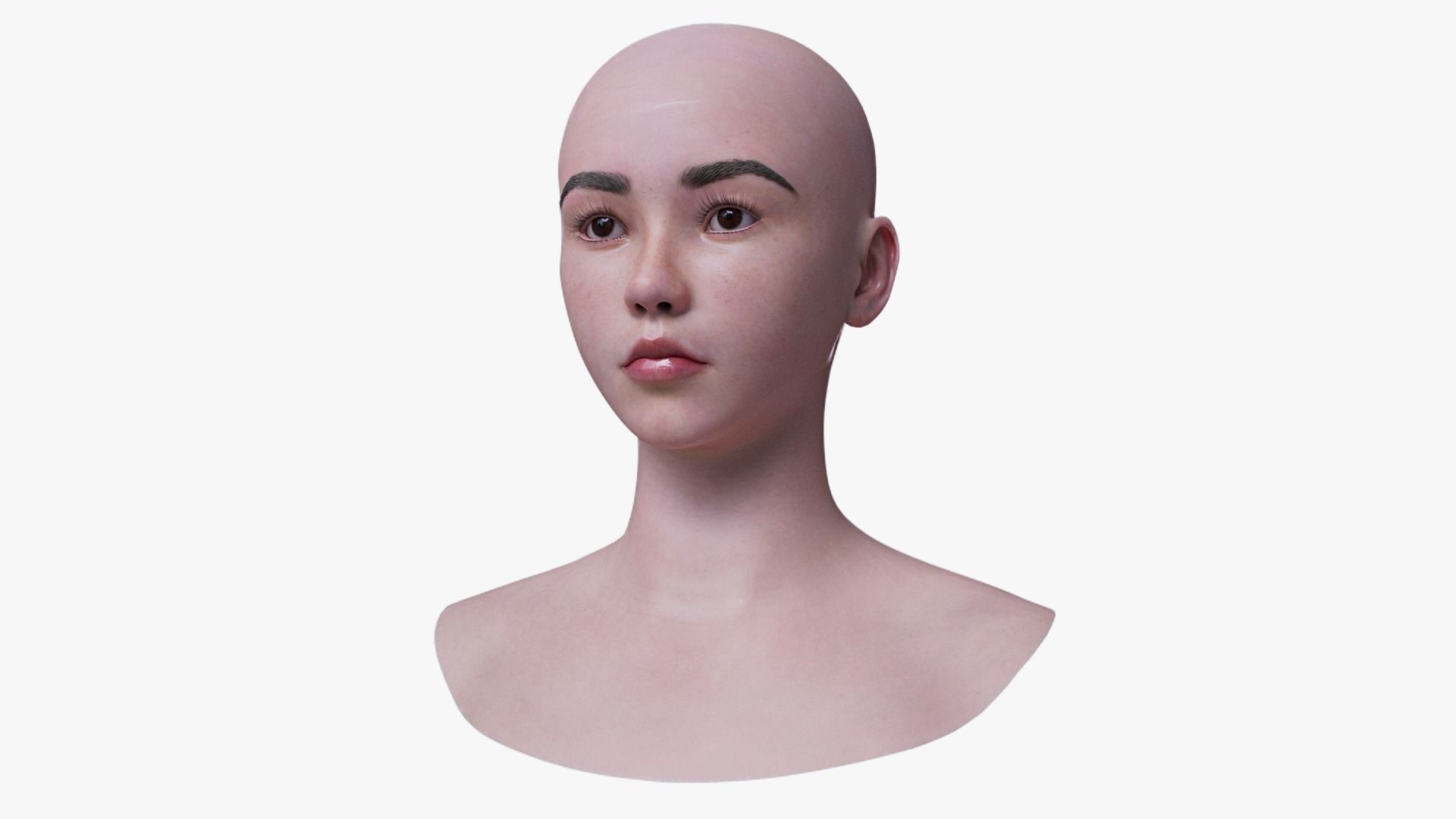 Asian Female Head Mesh Metahuman Unreal Topology Asian Girl v2 3D model_3