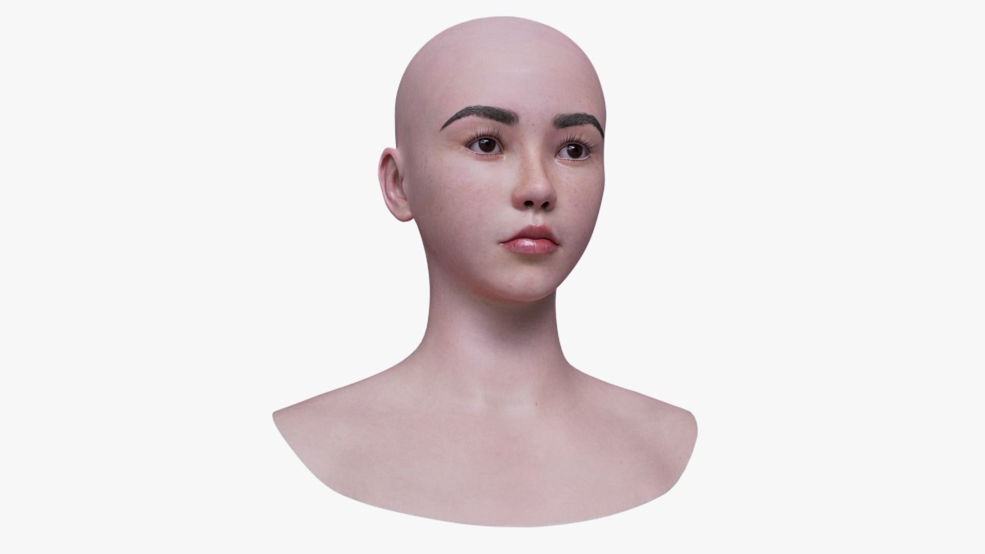 Asian Female Head Mesh Metahuman Unreal Topology Asian Girl v2 3D model_4