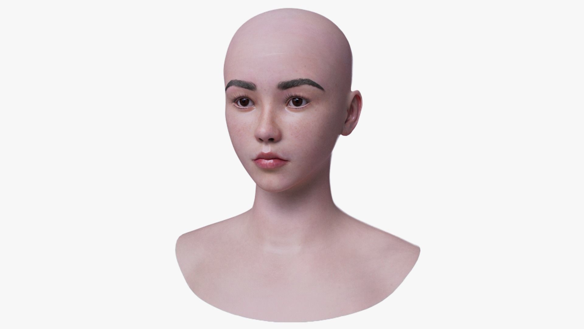 Asian Female Head Mesh Metahuman Unreal Topology Asian Girl v2 3D model_2