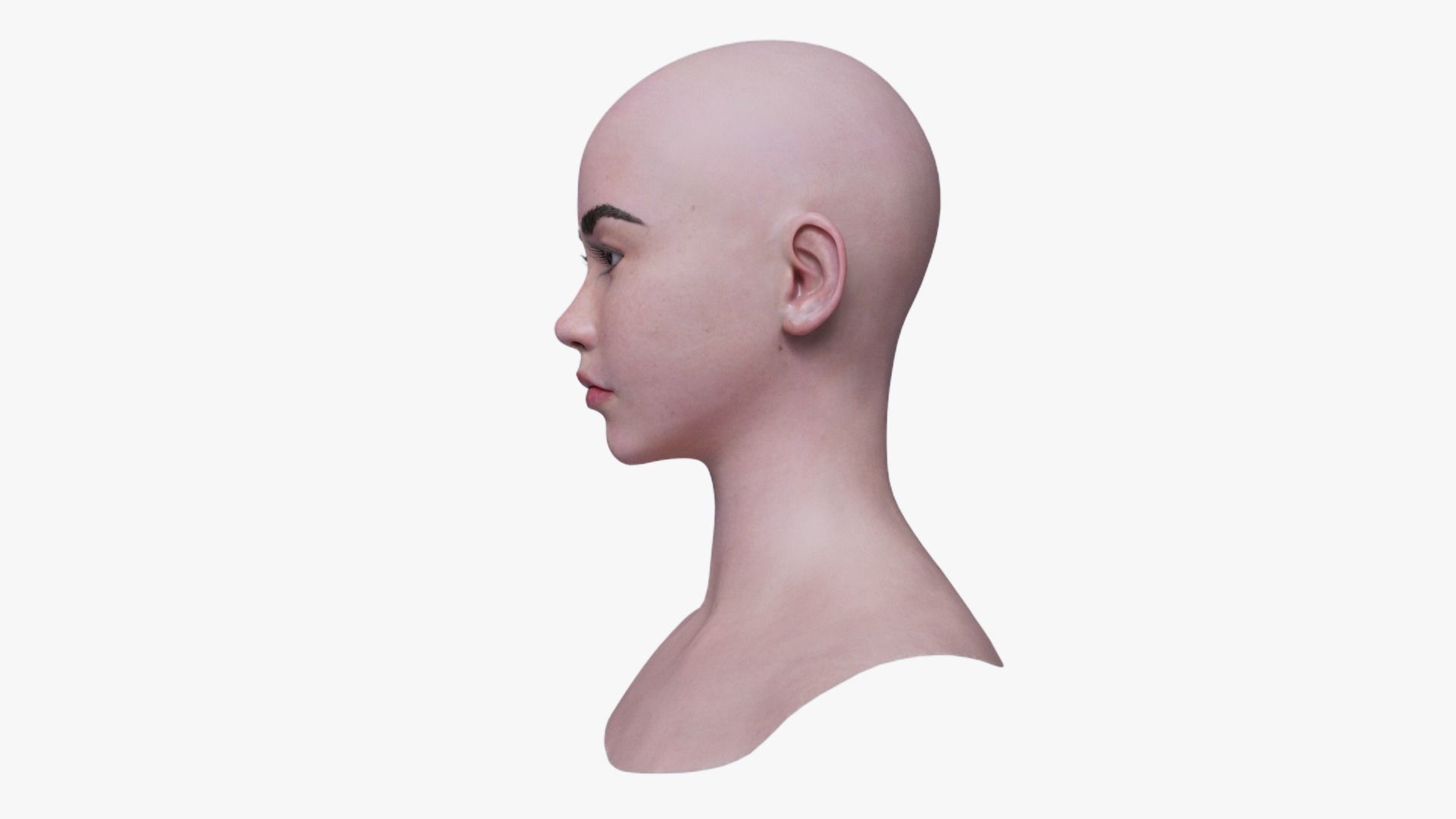 Asian Female Head Mesh Metahuman Unreal Topology Asian Girl v2 3D model_9