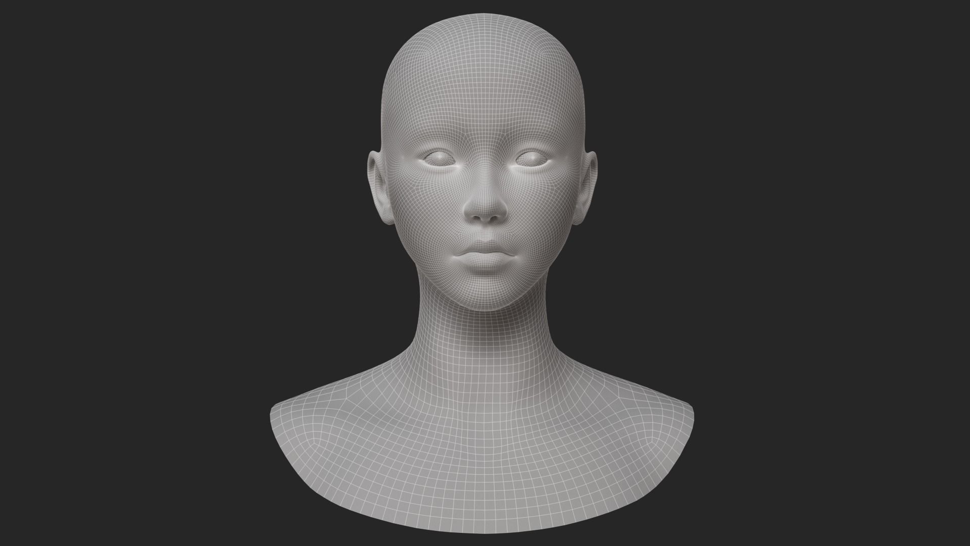 Asian Female Head Mesh Metahuman Unreal Topology Asian Girl v2 3D model_10