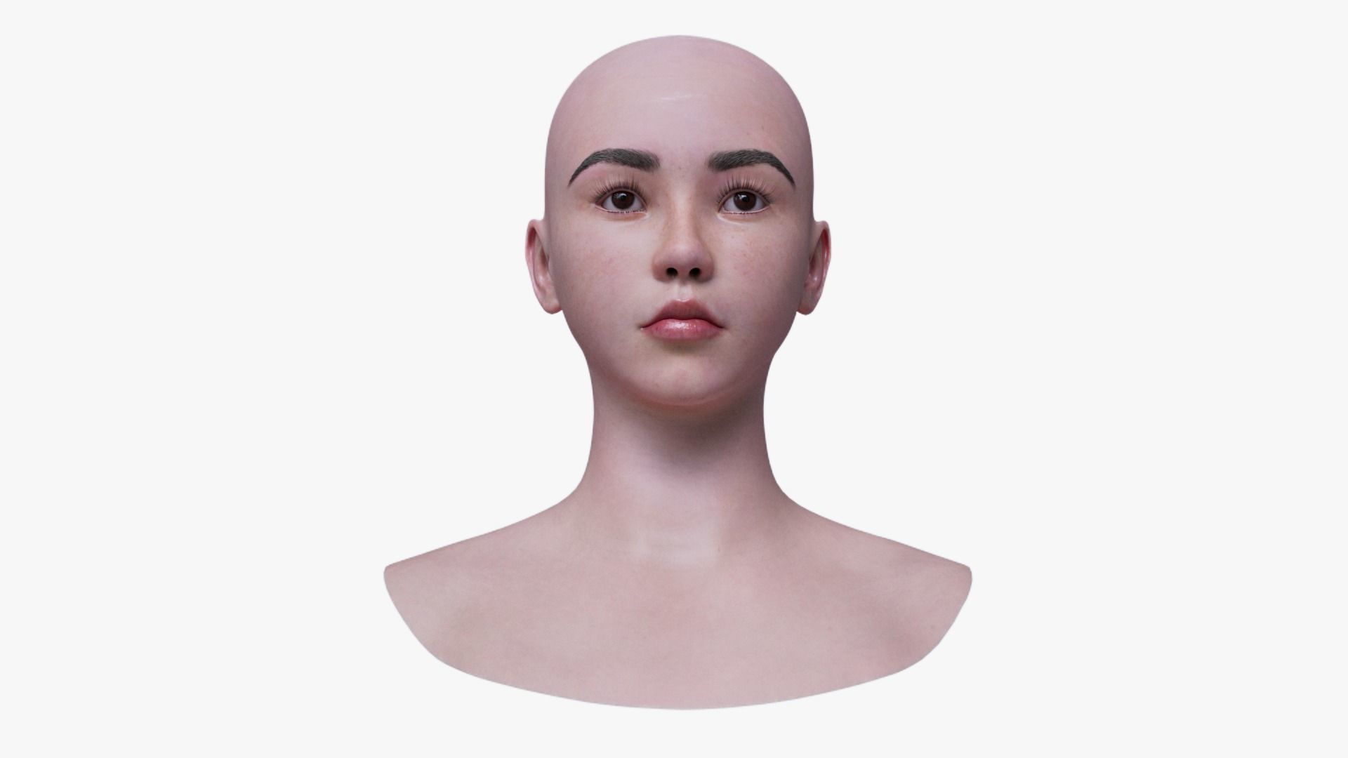Asian Female Head Mesh Metahuman Unreal Topology Asian Girl v2 3D model_7