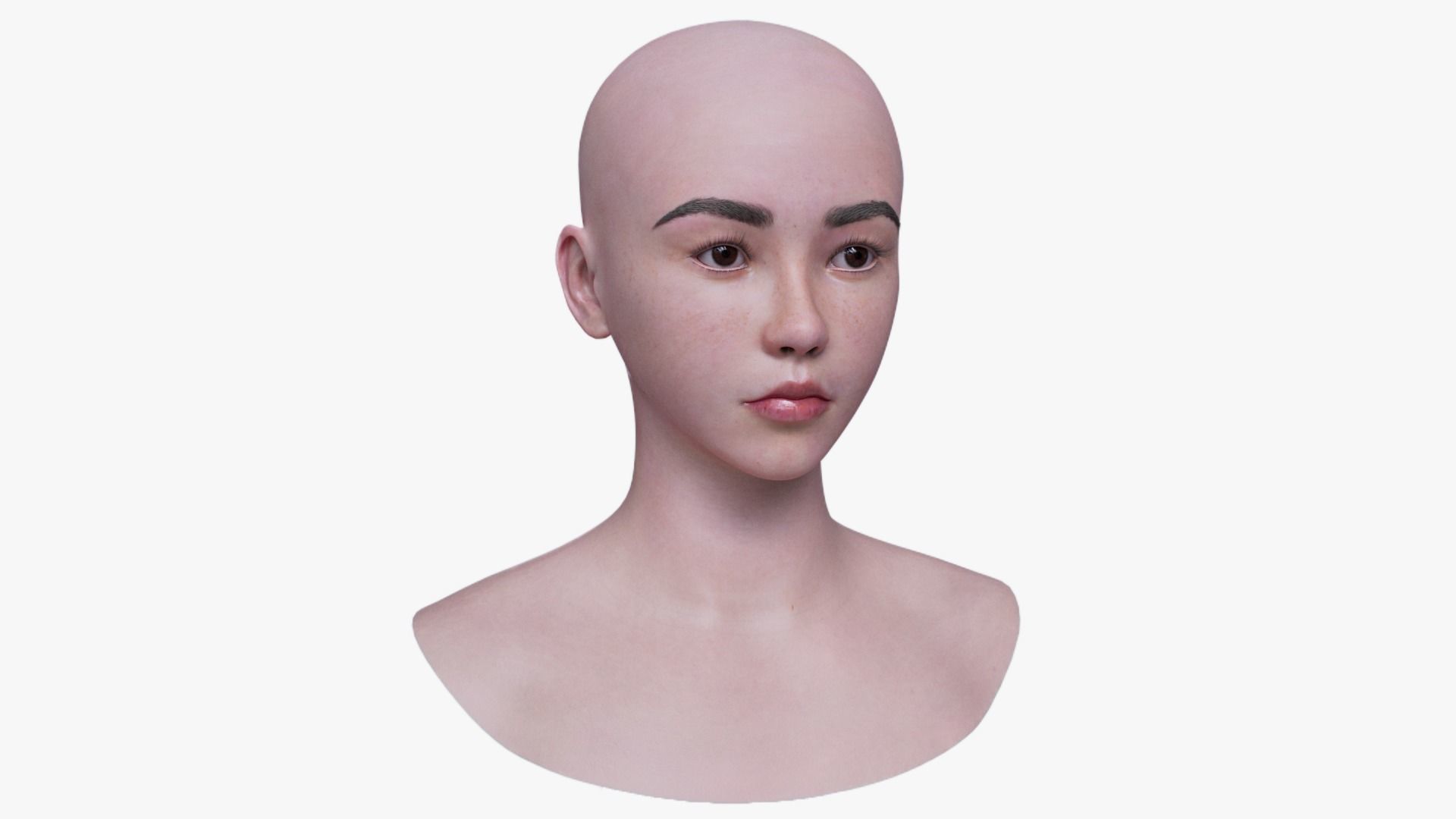 Asian Female Head Mesh Metahuman Unreal Topology Asian Girl v2 3D model_5