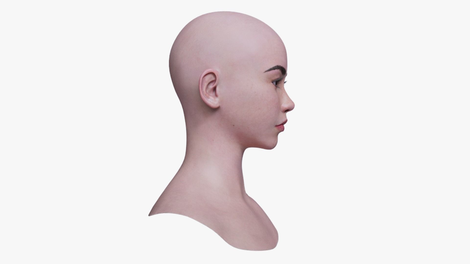 Asian Female Head Mesh Metahuman Unreal Topology Asian Girl v2 3D model_8