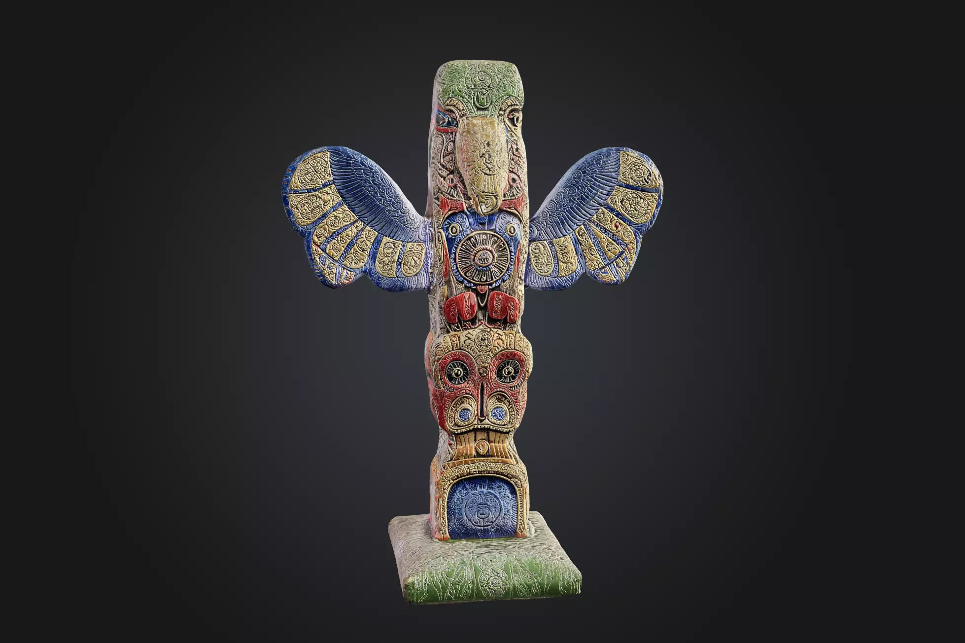 Kwakwaka wakw Totem - Low-poly Model PBR and 2K Textures Low-poly 3D model_0