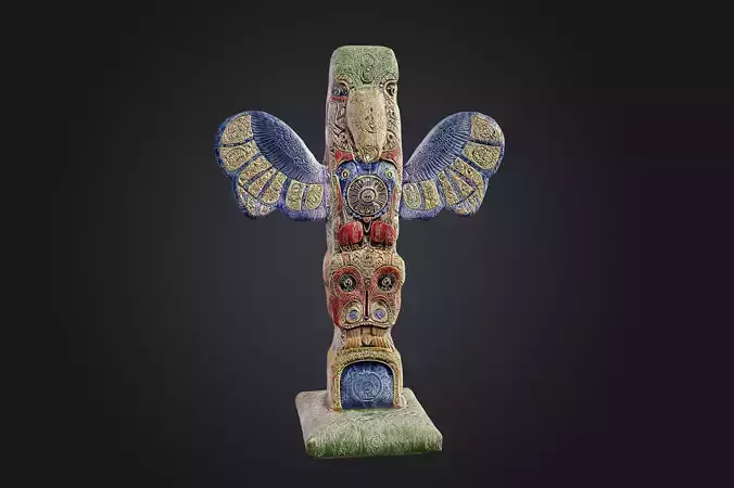 Kwakwaka wakw Totem - Low-poly Model PBR and 2K Textures
