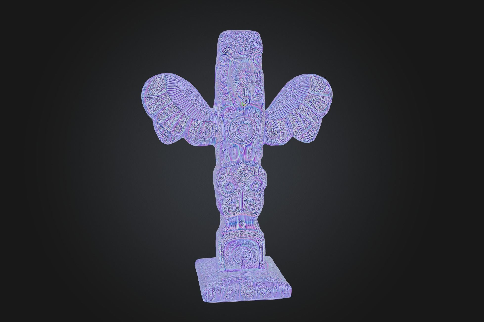 Kwakwaka wakw Totem - Low-poly Model PBR and 2K Textures Low-poly 3D model_10