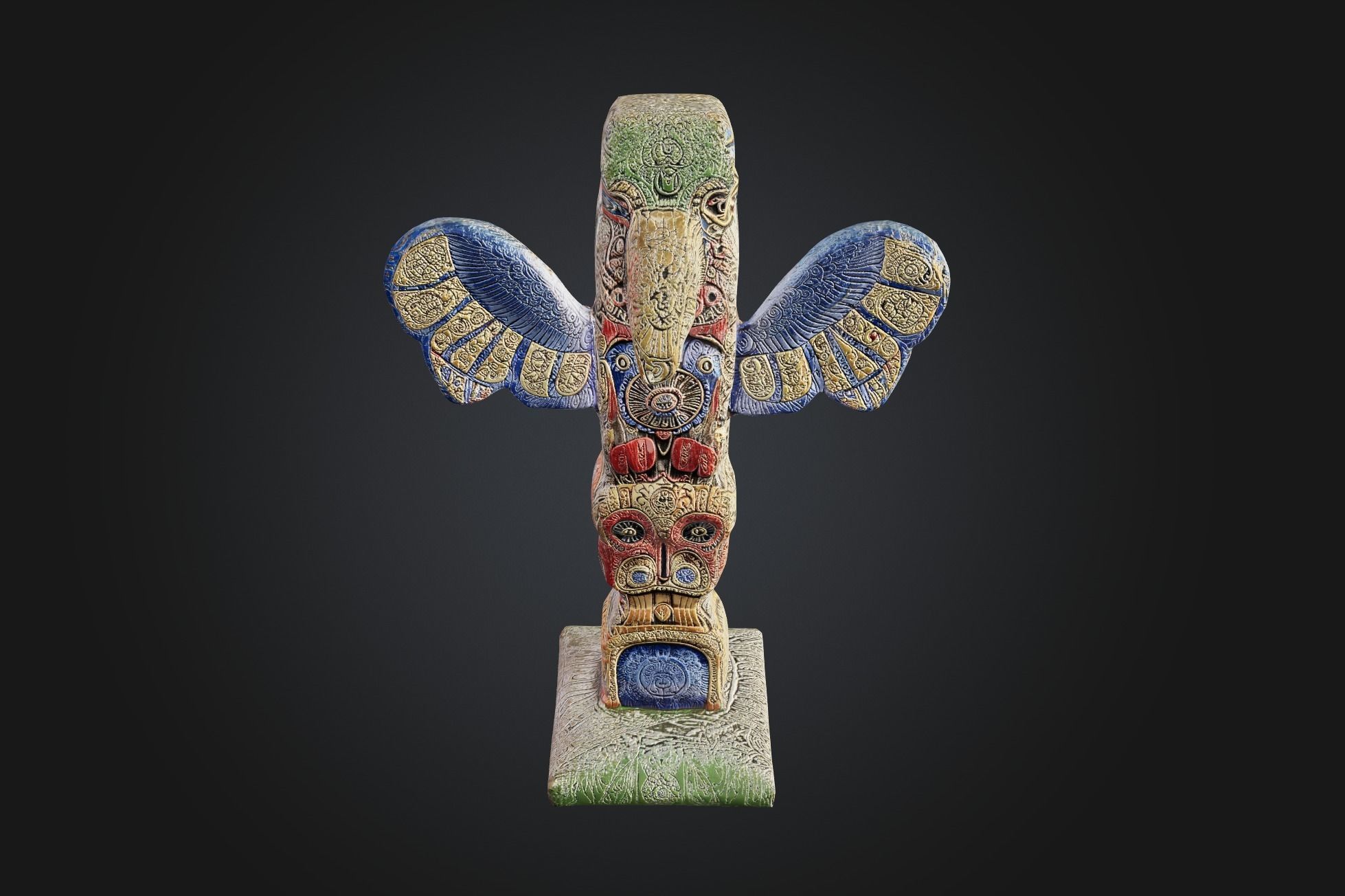 Kwakwaka wakw Totem - Low-poly Model PBR and 2K Textures Low-poly 3D model_3
