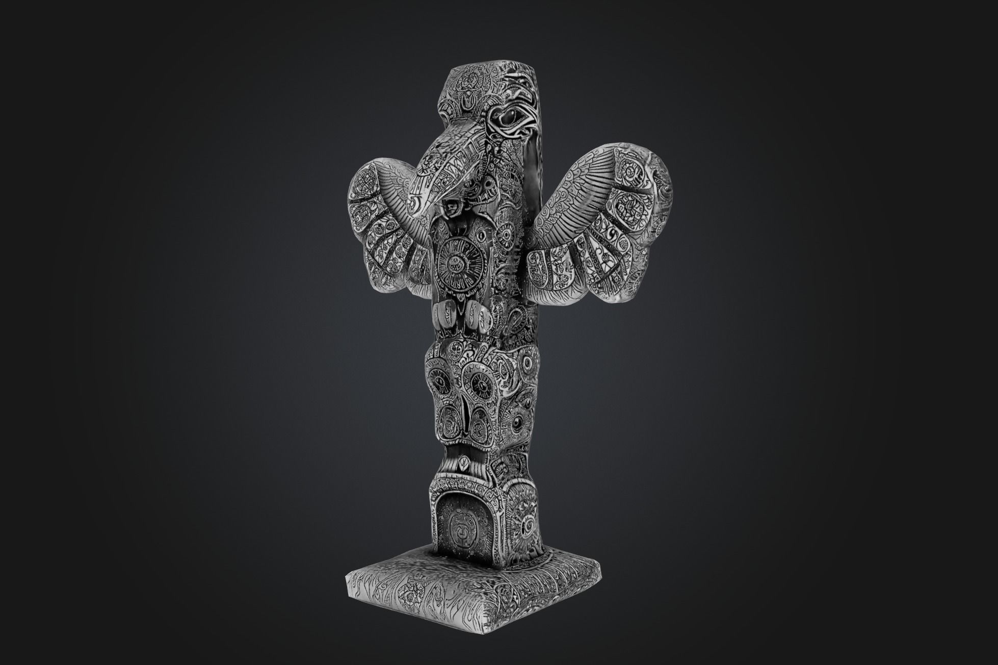 Kwakwaka wakw Totem - Low-poly Model PBR and 2K Textures Low-poly 3D model_16