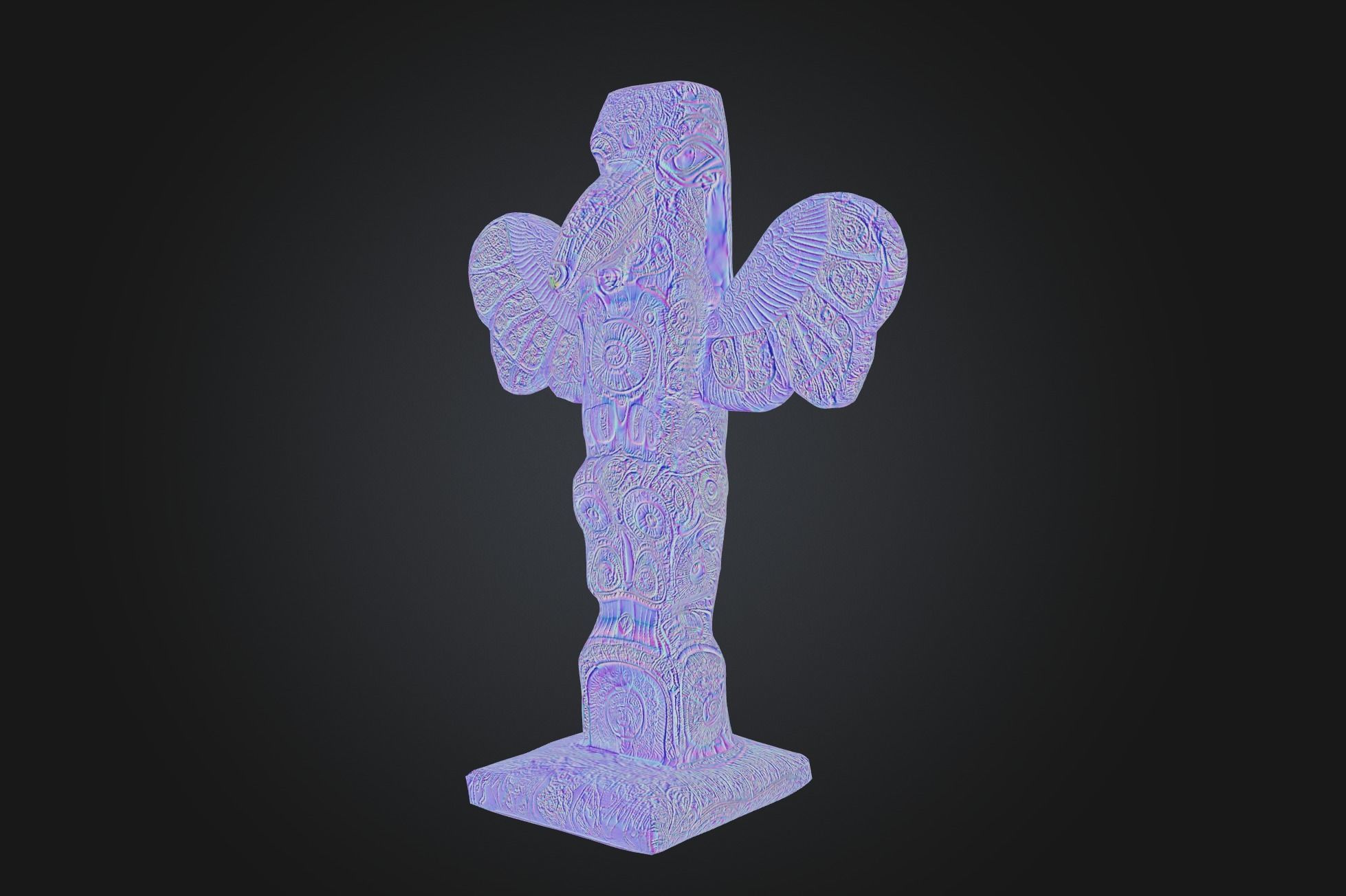 Kwakwaka wakw Totem - Low-poly Model PBR and 2K Textures Low-poly 3D model_6