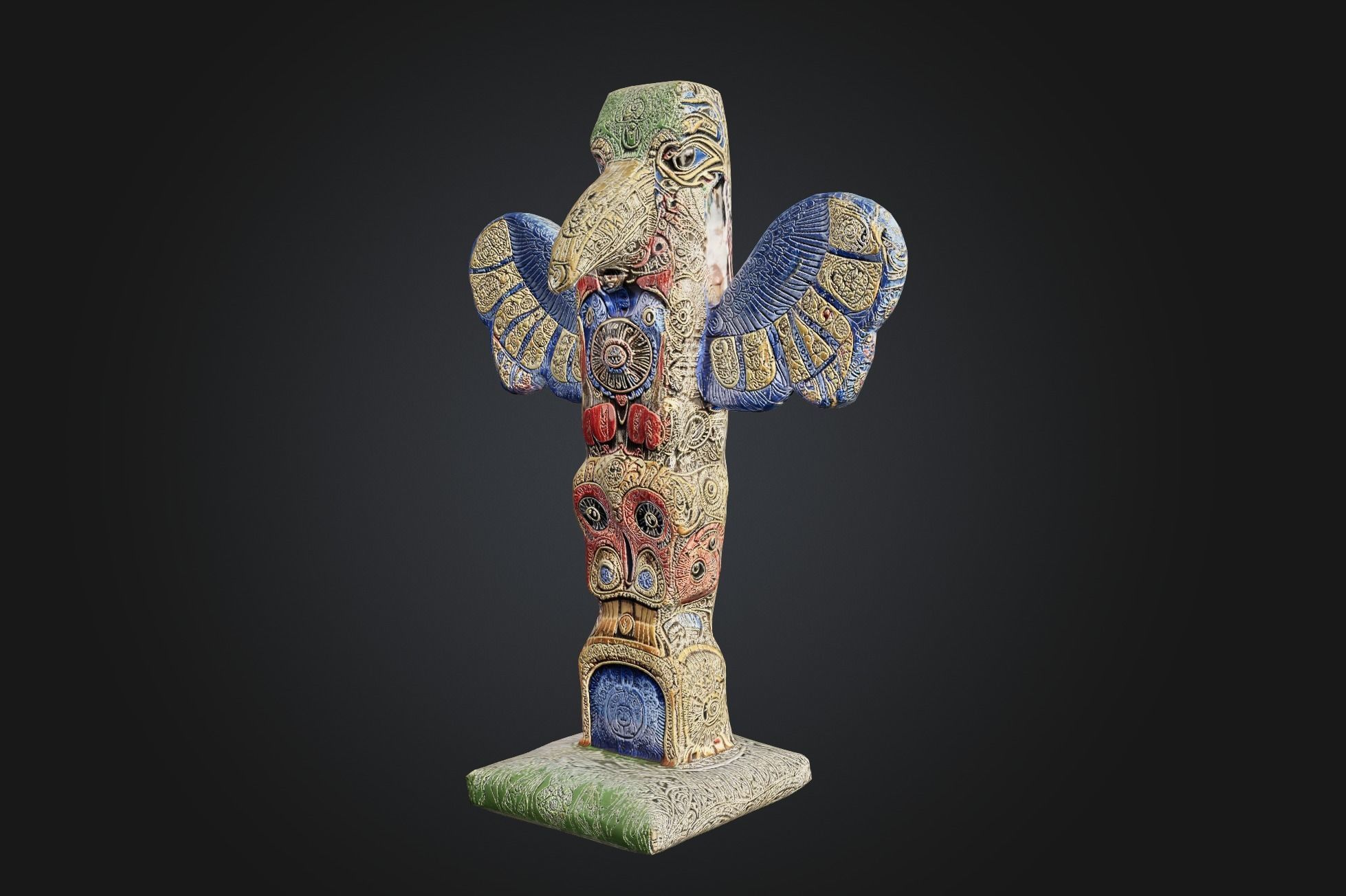 Kwakwaka wakw Totem - Low-poly Model PBR and 2K Textures Low-poly 3D model_2