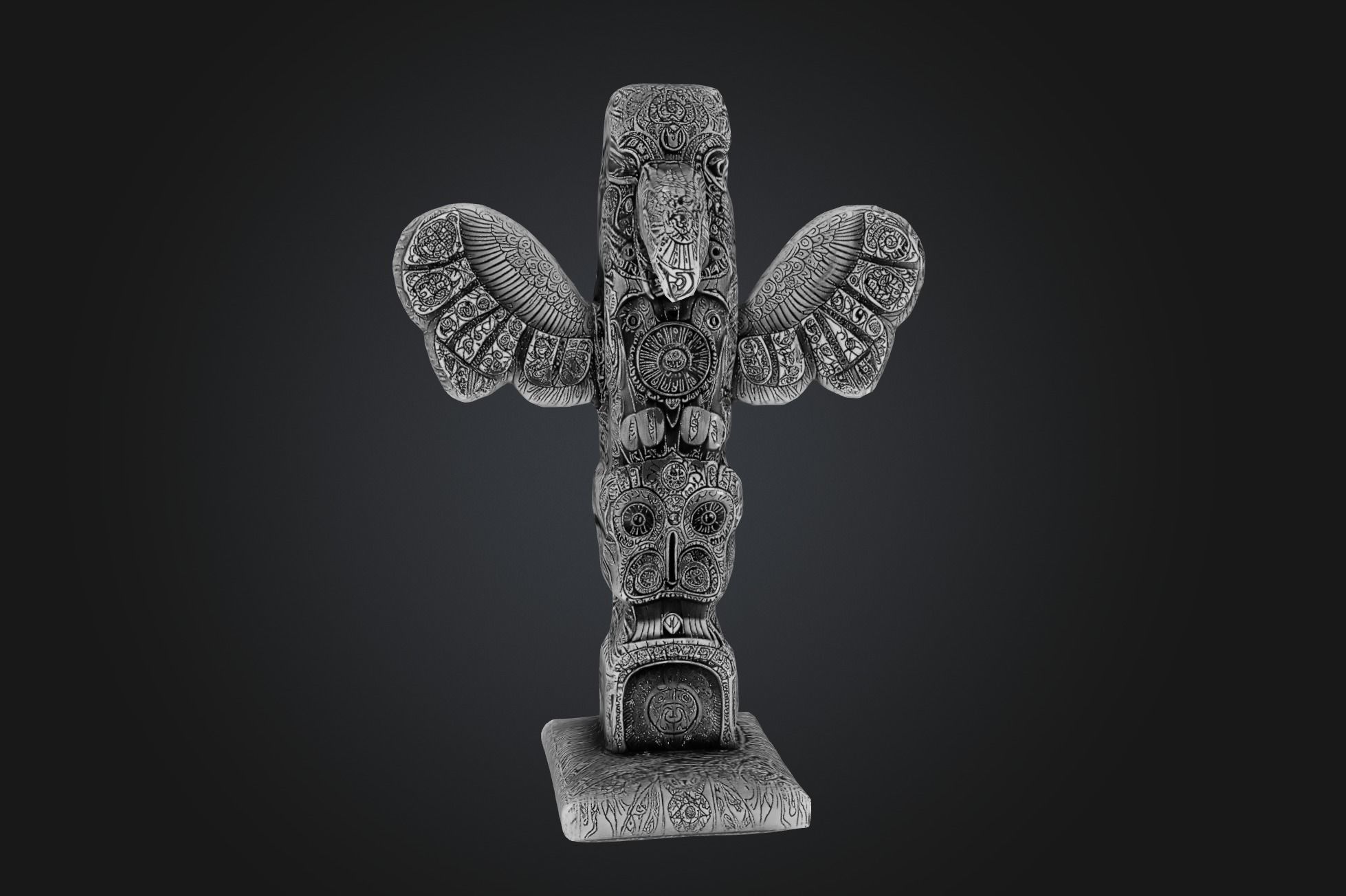 Kwakwaka wakw Totem - Low-poly Model PBR and 2K Textures Low-poly 3D model_9
