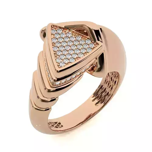 Triangular Dual Head Italian Diamond Ring 3D print model