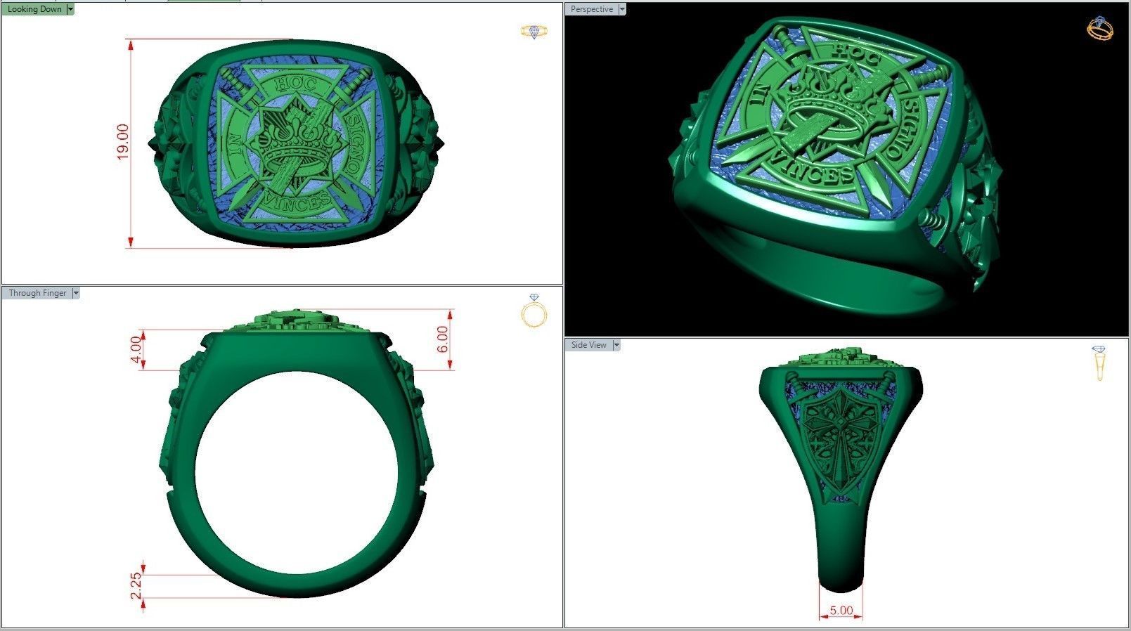 Templar Knights Symbols Cross Shield Swords Signet 3D print model_6
