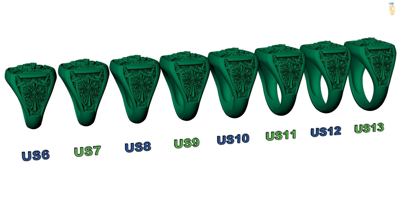 Templar Knights Symbols Cross Shield Swords Signet 3D print model_7