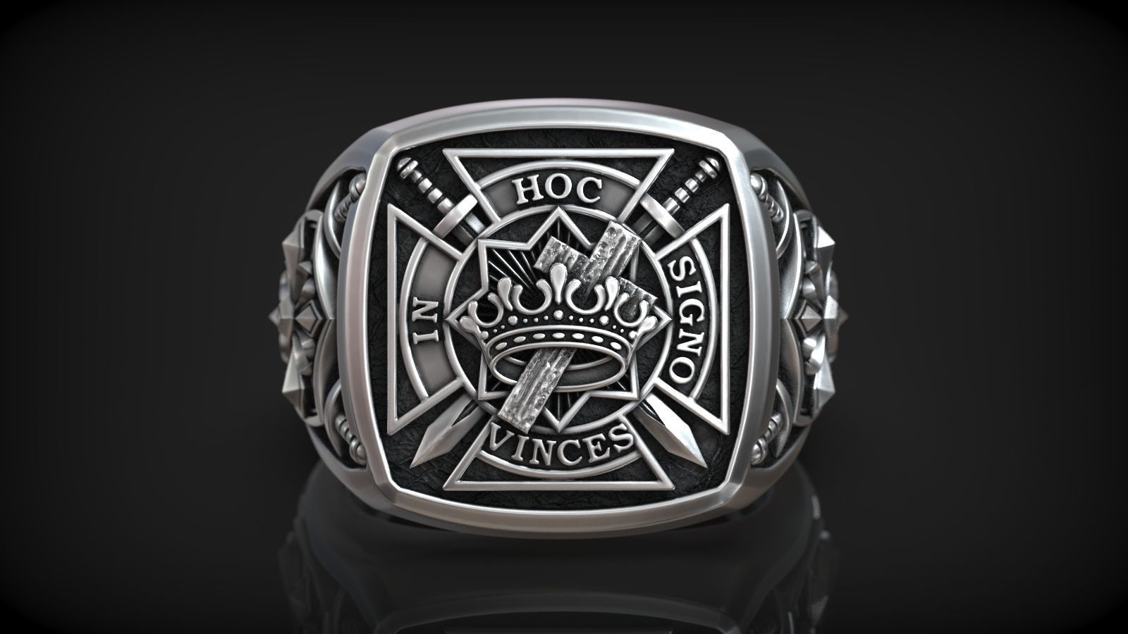 Templar Knights Symbols Cross Shield Swords Signet 3D print model_1