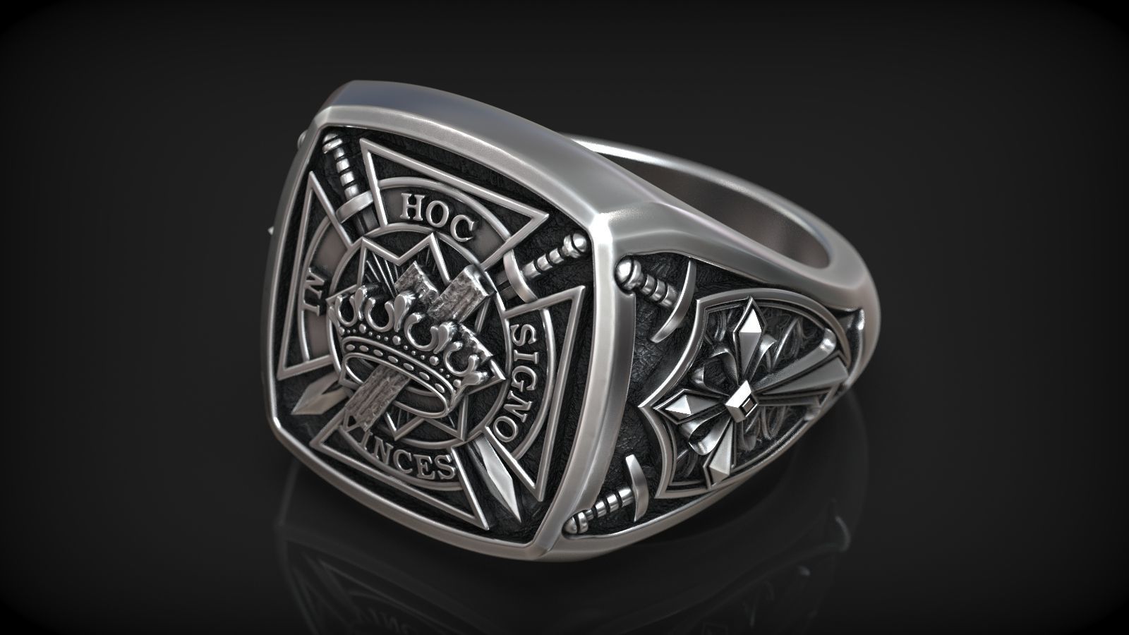 Templar Knights Symbols Cross Shield Swords Signet 3D print model_2