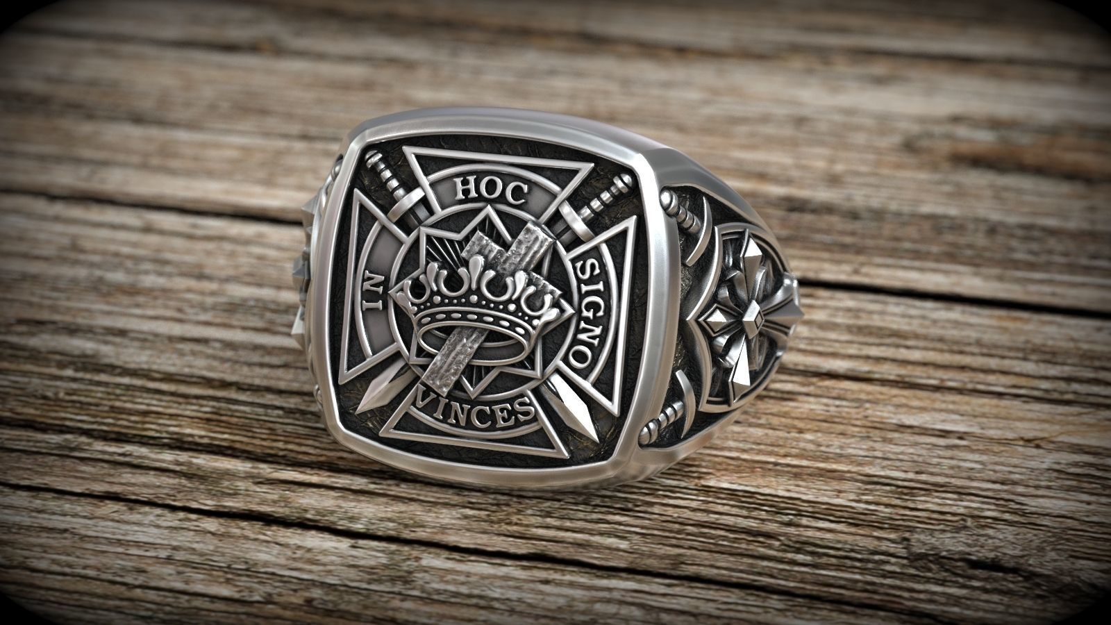 Templar Knights Symbols Cross Shield Swords Signet 3D print model_5