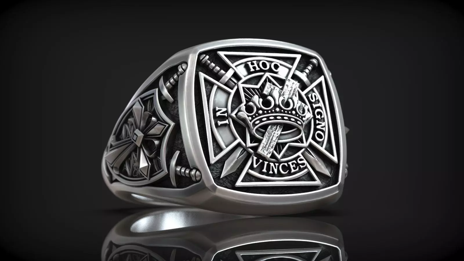 Templar Knights Symbols Cross Shield Swords Signet 3D print model_0