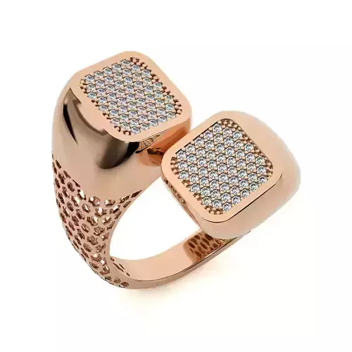 Square Dual Head Italian Diamond Ring