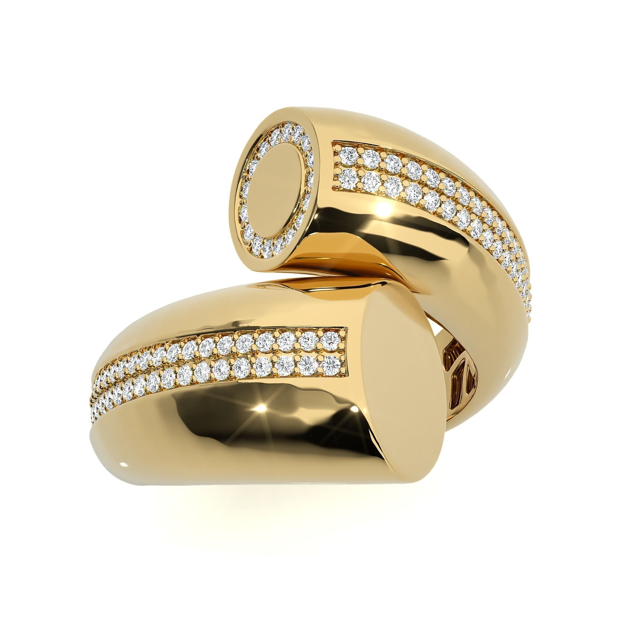 Circle Wire Dual Head Italian Diamond Ring 3D print model_11