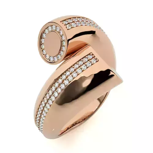 Circle Wire Dual Head Italian Diamond Ring 3D print model
