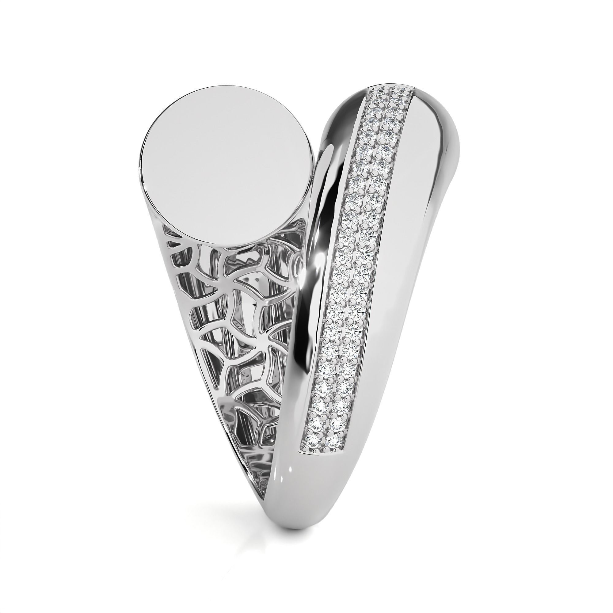 Circle Wire Dual Head Italian Diamond Ring 3D print model_10