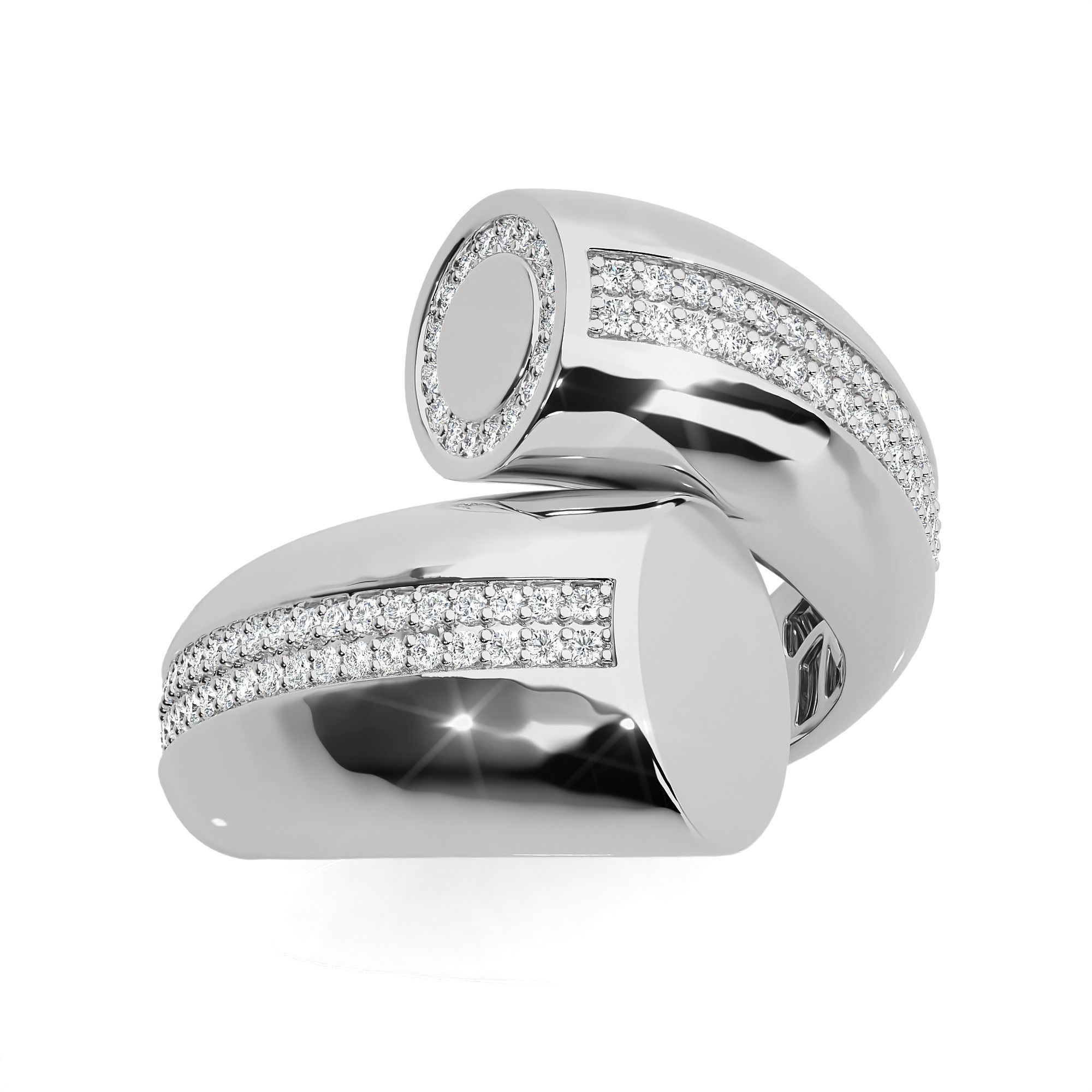 Circle Wire Dual Head Italian Diamond Ring 3D print model_8